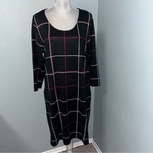 PENNINGTONS long sleeve midi plaid T-Shirt Dress plus size 1X office wear